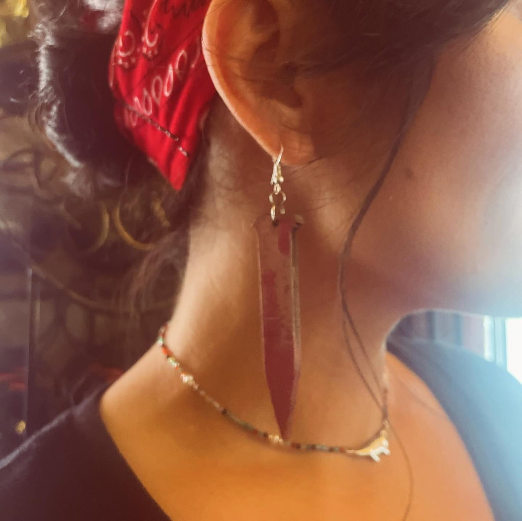 Bloody wooden stake earrings