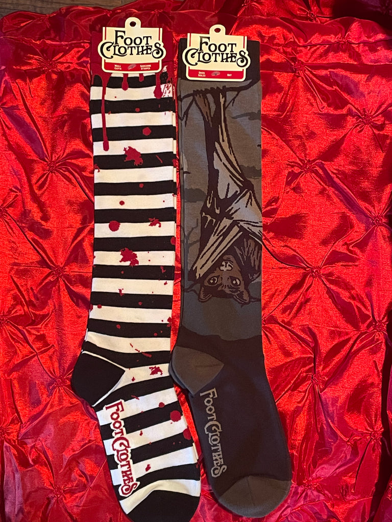 Striped Blood Spatter Knee High Socks